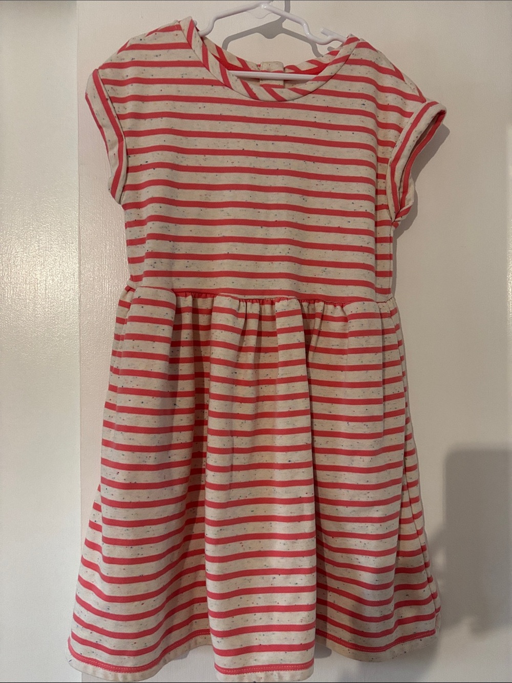 Cat & Jack Coral and Cream Striped Knit Dress